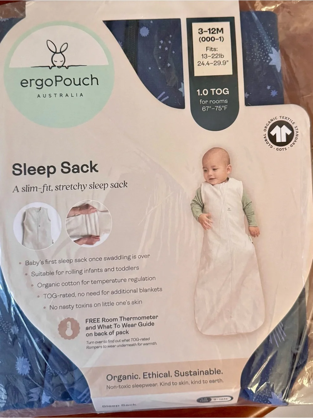 ergoPouch Organic Kids Sleep Sack in Navy Star Print